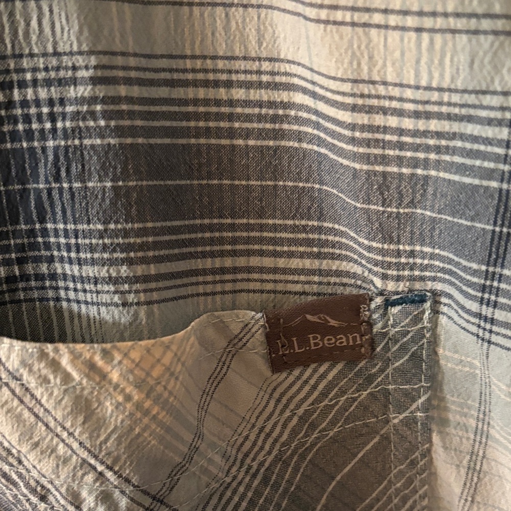 L.L. Bean Women's Blue and White Plaid Shirt Sz Large Hiking Outdoors Gorpcore - Picture 3 of 5
